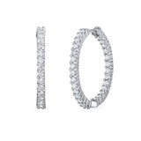 Roberto Coin 18K White Gold Small Inside Outside Diamond Hoop Earrings