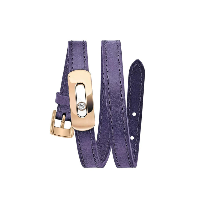 Messika My Move Pink Gold Purple Leather Bracelet