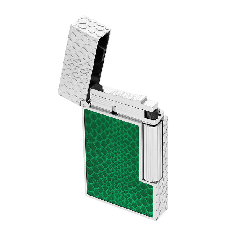 St Dupont Line 2 Guilloche under lacquer lighter Snake Skin green