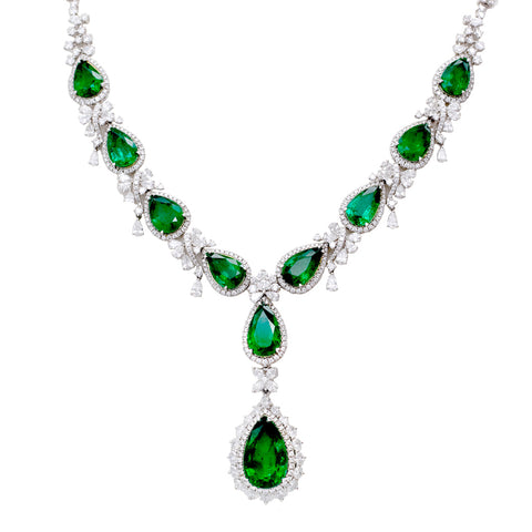 18KW Emerald Diamond Necklace