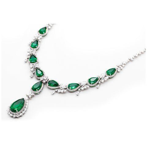 18KW Emerald Diamond Necklace