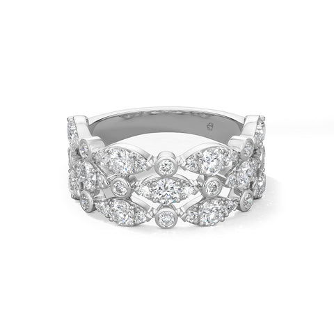 Hearts On Fire Bezel Regal Triple Ring