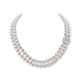 Mikimoto Classic Akoya Double Strand Necklace with Diamonds