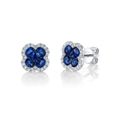 Shy Creation COLOR 0.33CT Diamond & 2.31CT Blue Sapphire Clover Stud Earring