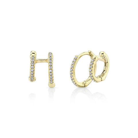 Shy Creation KATE 0.12 CT Diamond Double Huggie Earring