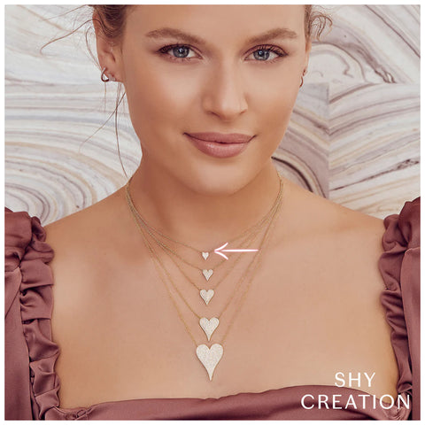Shy Creation KATE 0.05CT Diamond Pave Heart Necklace