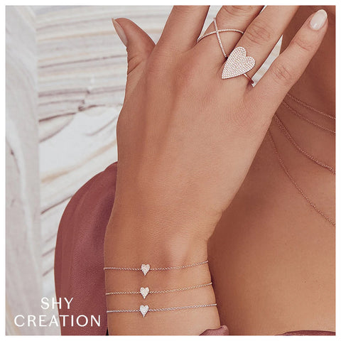 Shy Creation Kate 0.05CT Diamond Pave Heart Bracelet