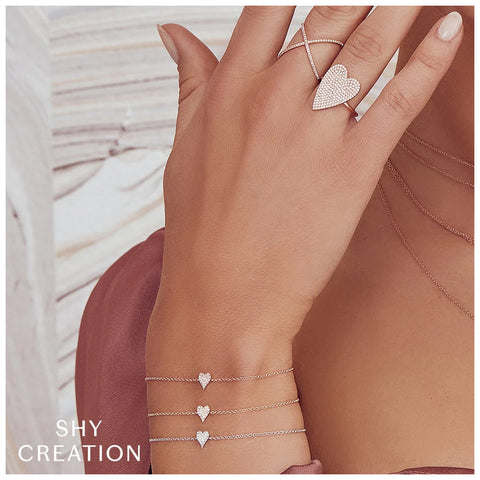 Shy Creation Kate 0.05CT Diamond Pave Heart Bracelet