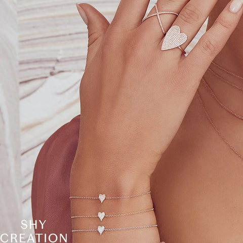 Shy Creation Kate 0.05CT Diamond Pave Heart Bracelet