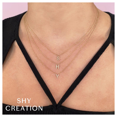Shy Creation INITIAL 0.05CT Diamond Necklace - INITIAL S