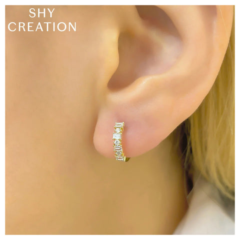 Shy Creation KATE 0.42CT Diamond Baguette Huggie Earring