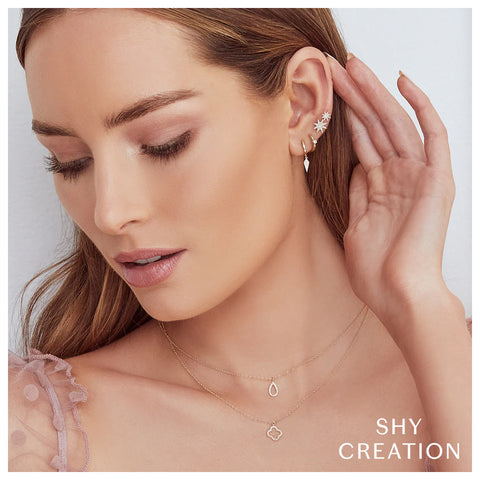 Shy Creation KATE 0.08CT Diamond Clover Necklace