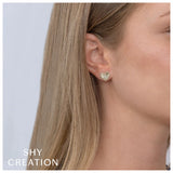 Shy Creation KATE 0.04CT Diamond Bezel Ribbed Heart Stud Earring