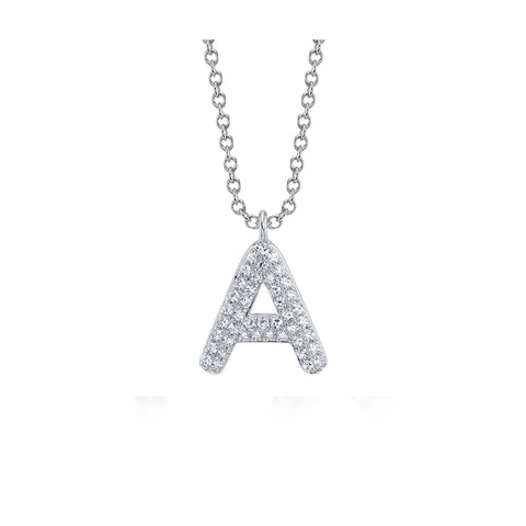 Shy Creation INITIAL 0.09CT Diamond Pave Necklace - INITIAL A