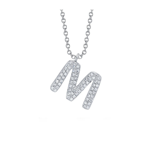 Shy Creation INITIAL 0.14CT Diamond Pave Necklace - INITIAL M