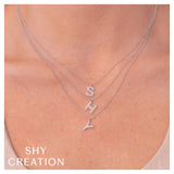 Shy Creation INITIAL 0.14CT Diamond Pave Necklace - INITIAL M
