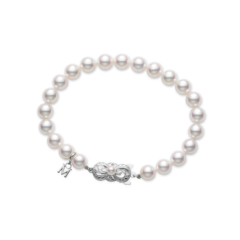 Mikimoto 18K White Gold 7" 6.5-7mm Pearl Bracelet