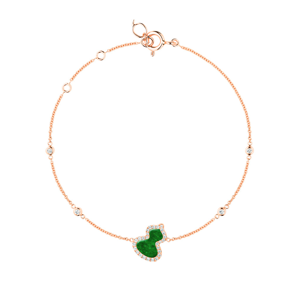 Qeelin Petite Wulu bracelet in 18K rose gold with diamonds and jade  Qeelin