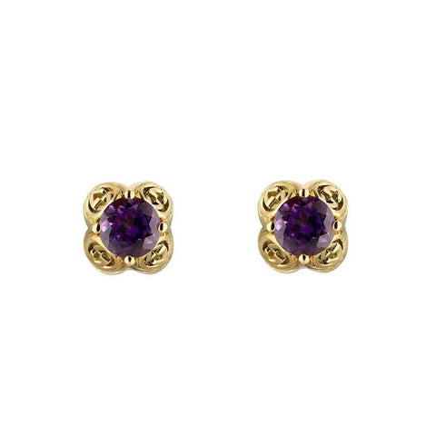 Gucci Interlocking Yellow Gold Earrings with Amethyst Gucci Jewelry
