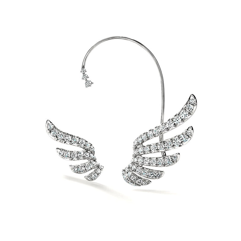 Hearts On Fire Vela French Cut Pavé Diamond Asymmetrical Climber Earrings