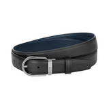 Montblanc Horseshoe buckle black/blue 30 mm reversible leather belt  Montblanc