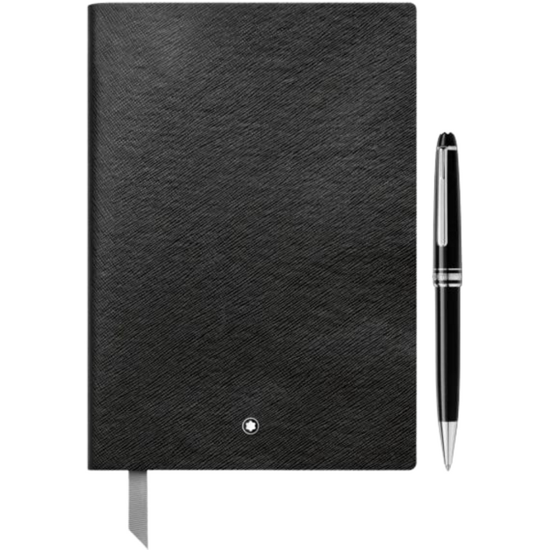 Montblanc Set with the Meisterstück Classique Platinum-Coated Ballpoint Pen and Notebook #146 in Black.