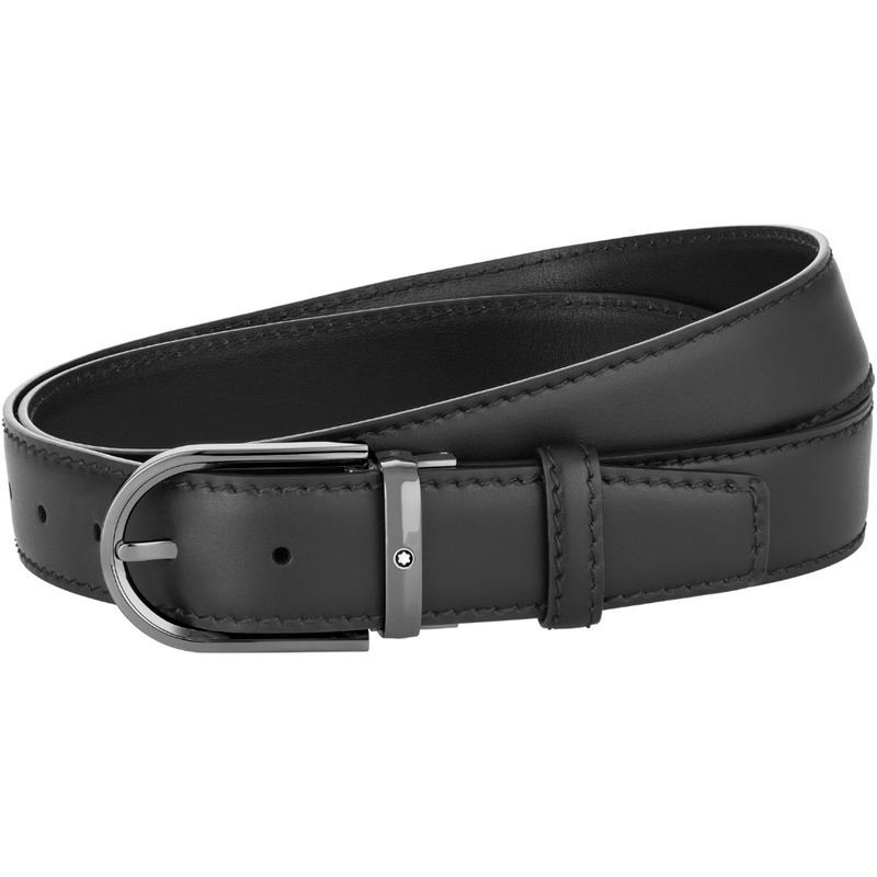 Montblanc Horseshoe Buckle Black 35 mm Leather Belt