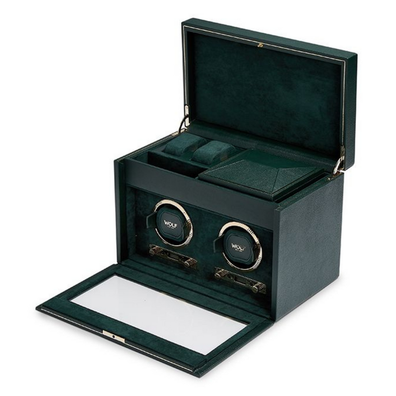 WOLF 1834 British Racing Green Double Watch Winder