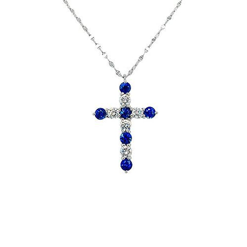 Sapphire Diamond Cross Pendant and Chain  CH Collection