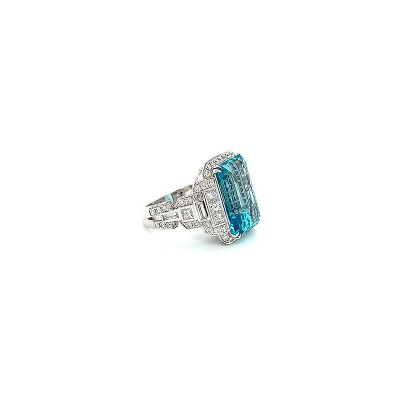 Aquamarine Diamond Ring