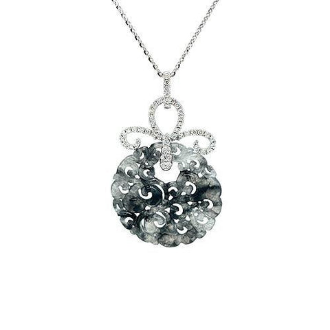 Black Jade Carved Pendant and Chain  CH Collection