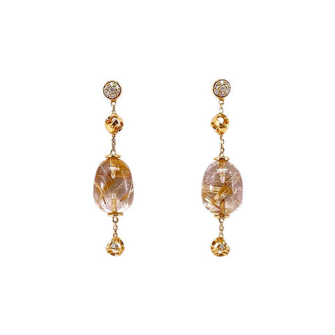 Di Modolo Rutilated Quartz Diamond Earrings  CH Collection