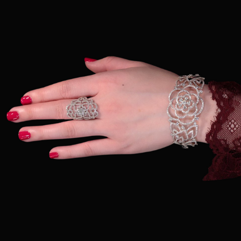 Diamond Flower Cuff Bangle  CH Collection