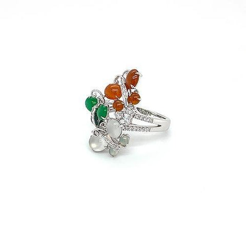 White, Orange, Green Jade Ring  CH Collection